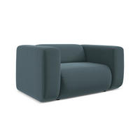 SESSEL Samt Stoff Blau - Blau/Petrol, Kunststoff/Textil (137/70/89cm) - Makamii