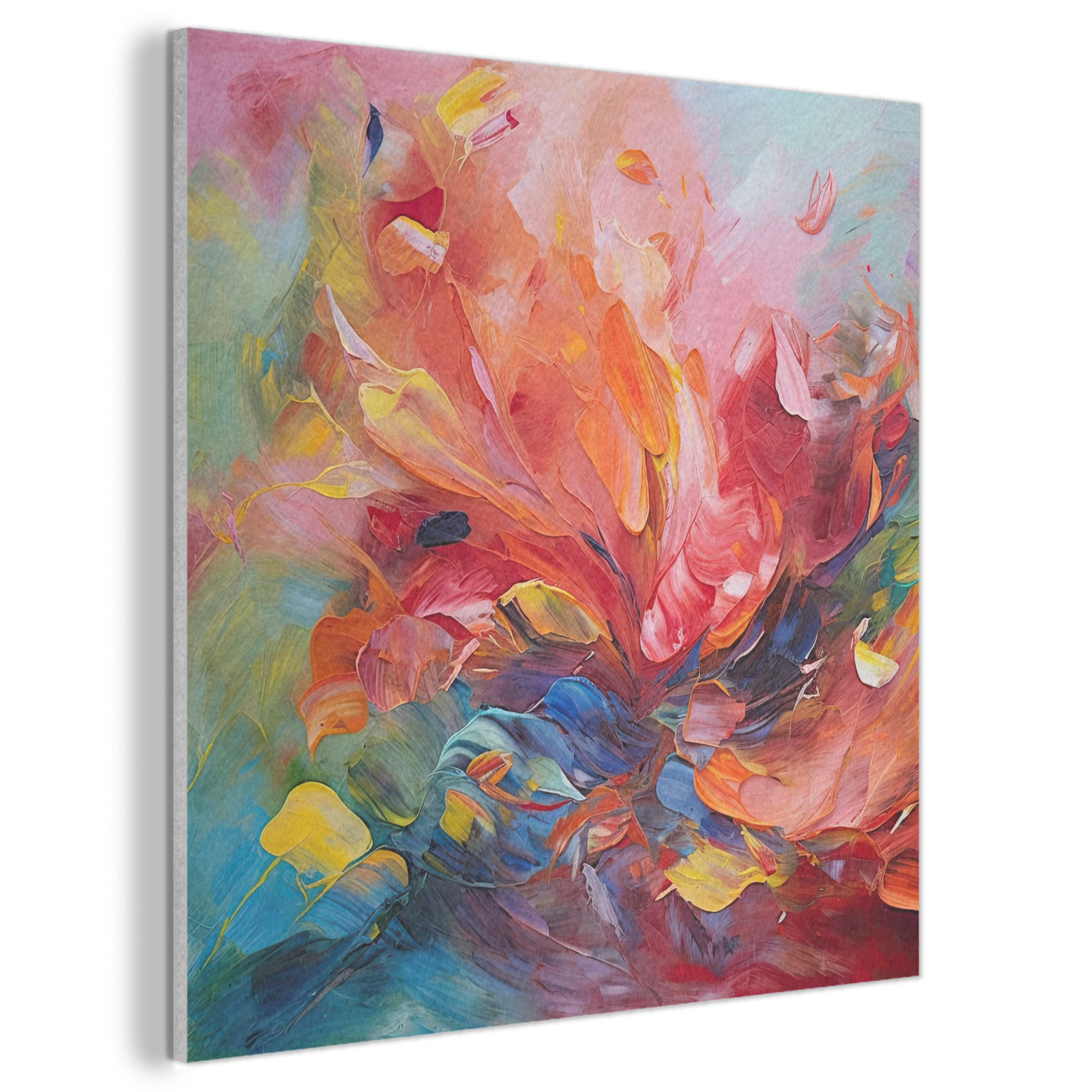 AKUSTIKBILD Ölgemälde - Kunst - Abstrakt - Farbenfroh Akustikpaneele 90x90 cm - Altrosa, Textil (90/90/0.9cm) - MuchoWow