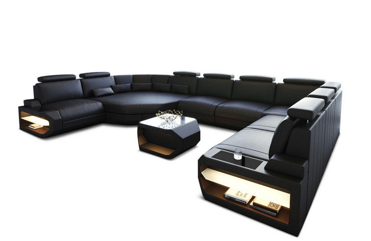 LEDERSOFA Asti L - Schwarz, Leder (427/93/280cm) - Sofa Dreams