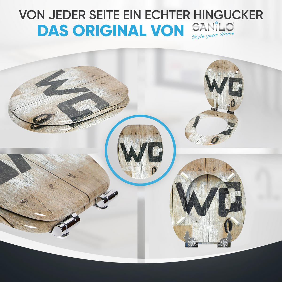 WC-SITZ mit Absenkautomatik Old Style - Braun, Holzwerkstoff (38/6/47cm) - Sanilo