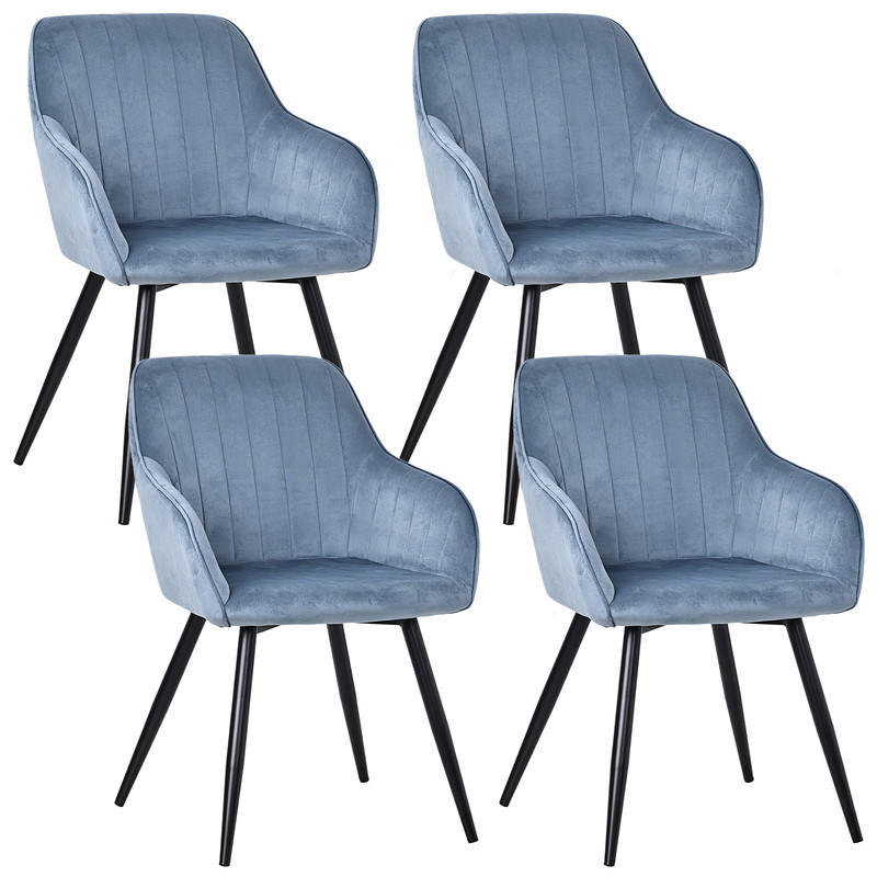 ARMLEHNSTUHL-SET 4 Stück in Samt(YZ5) - Dunkelblau, Textil (58/81/63cm) - HOMAVO