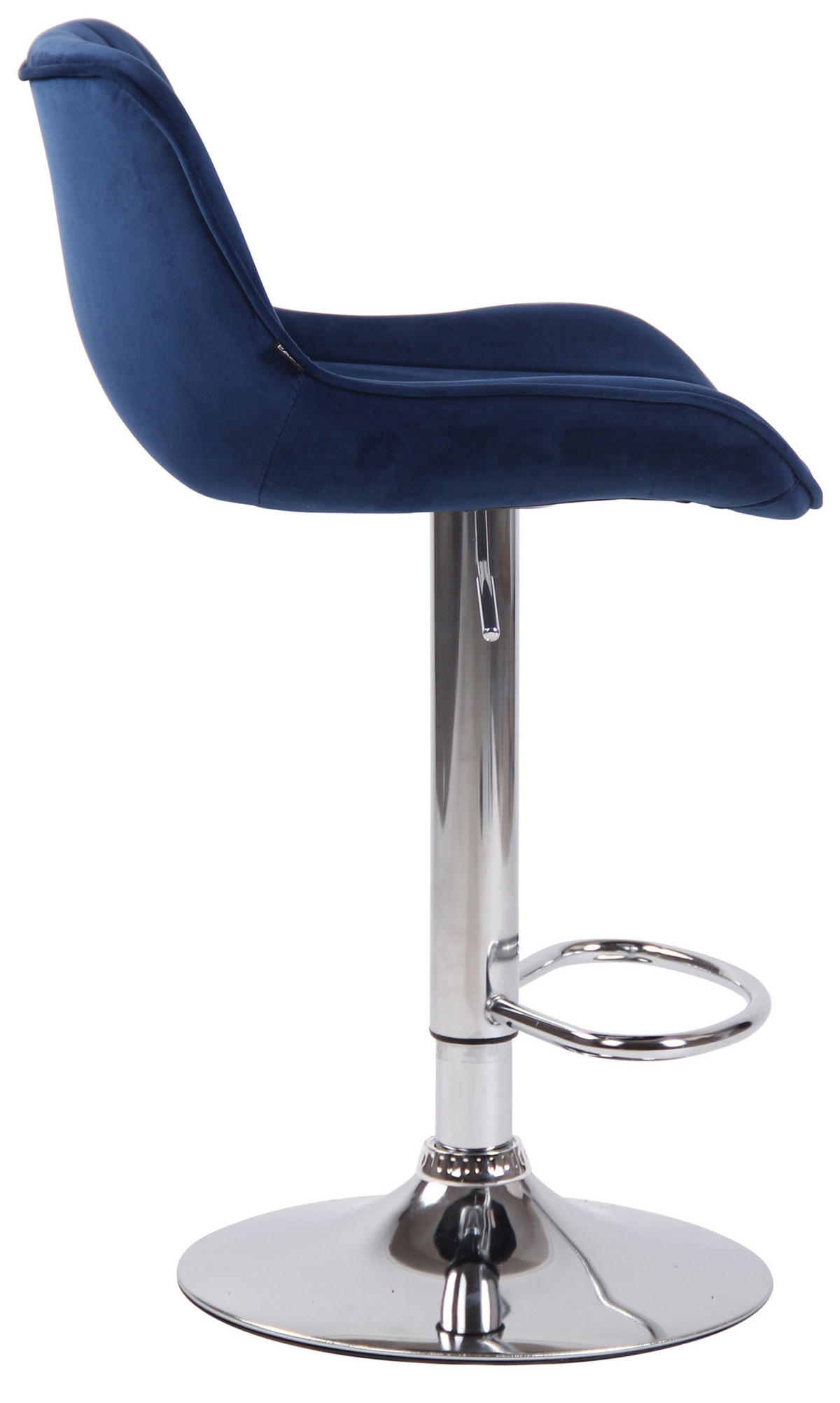 BARHOCKER Lento, Gestell Metall in Chromoptik, Samt Blau - Blau/Chromfarben, Textil/Metall (50/100/50cm) - TPFLiving