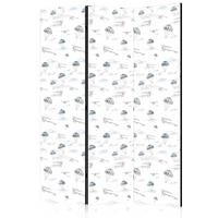 PARAVENT Einseitig Bedruckter 3-tlg 135x172 cm Flugzeuge Wolken - Weiß, Holz/Textil (135/172/3cm) - Muralo