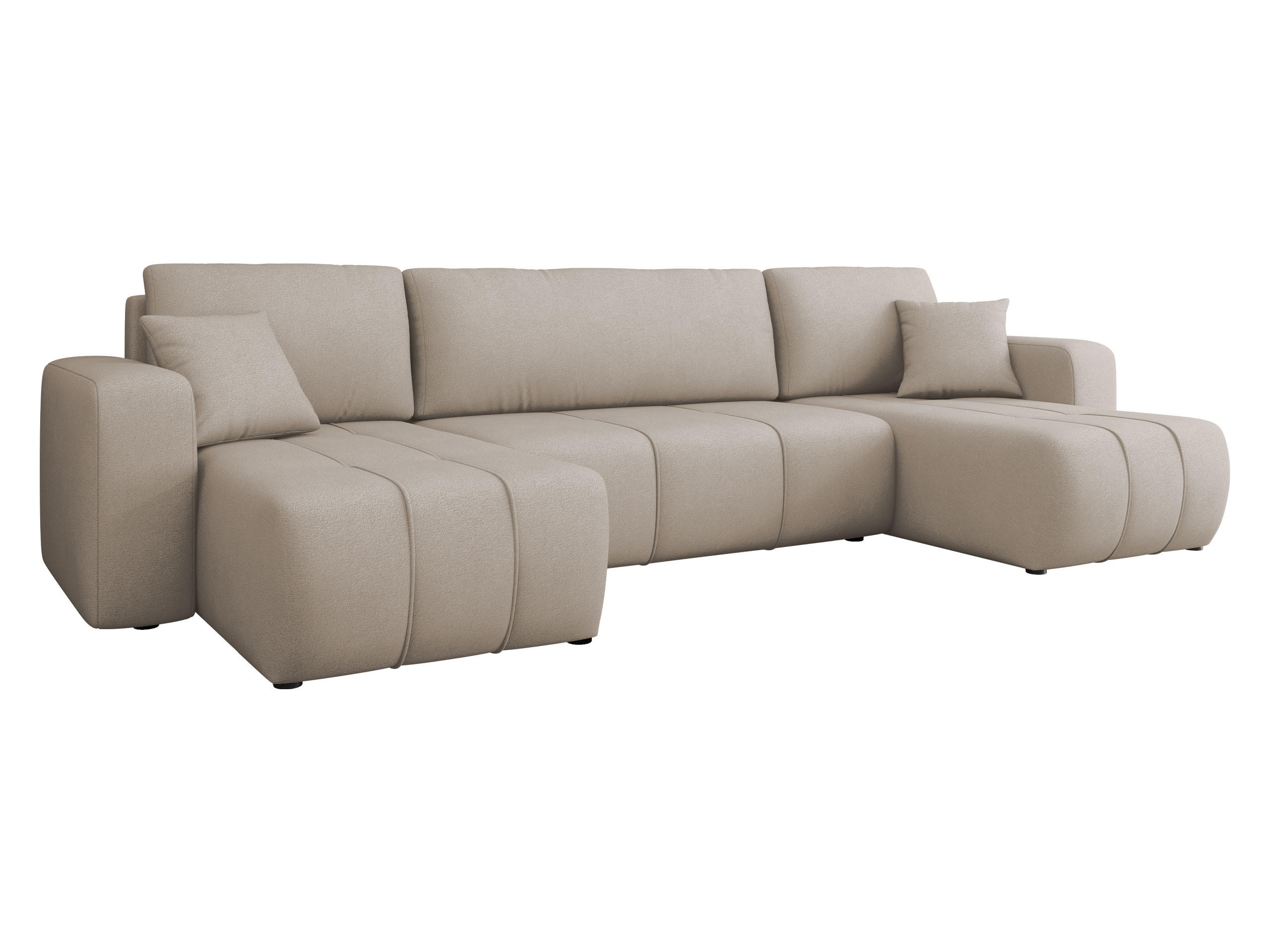 WOHNLANDSCHAFT Furyn U - Beige/Schwarz, Holz/Kunststoff (312/82/145cm) - MIRJAN24
