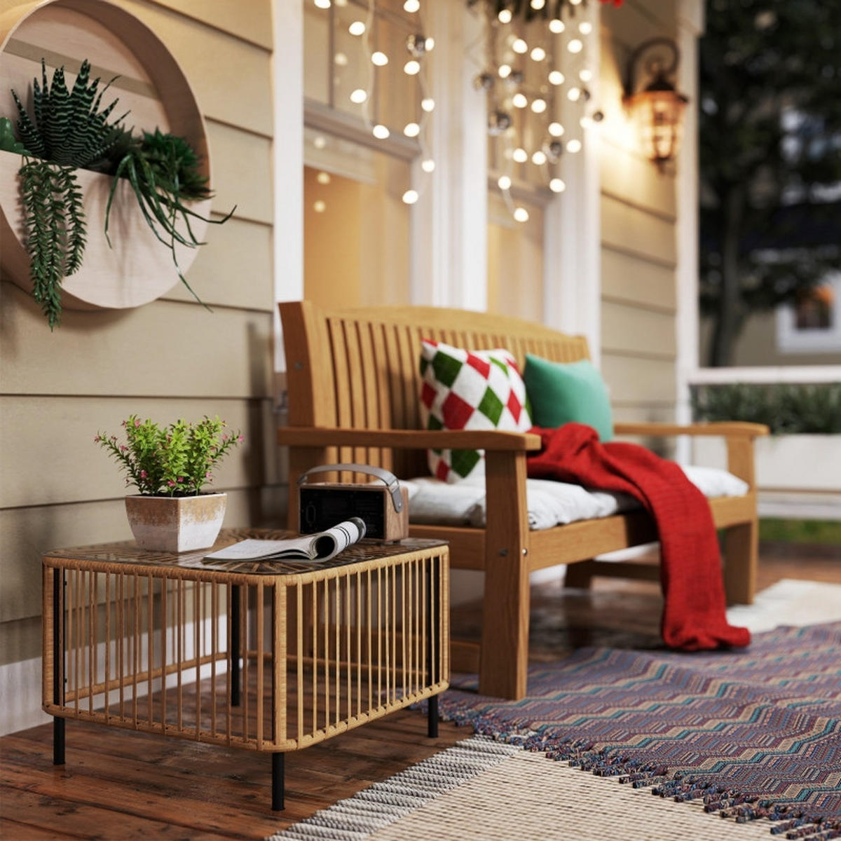 GARTENTISCH 65x65 cm Naturholz - Naturfarben, Metall (65/65/43cm) - ComfortXL