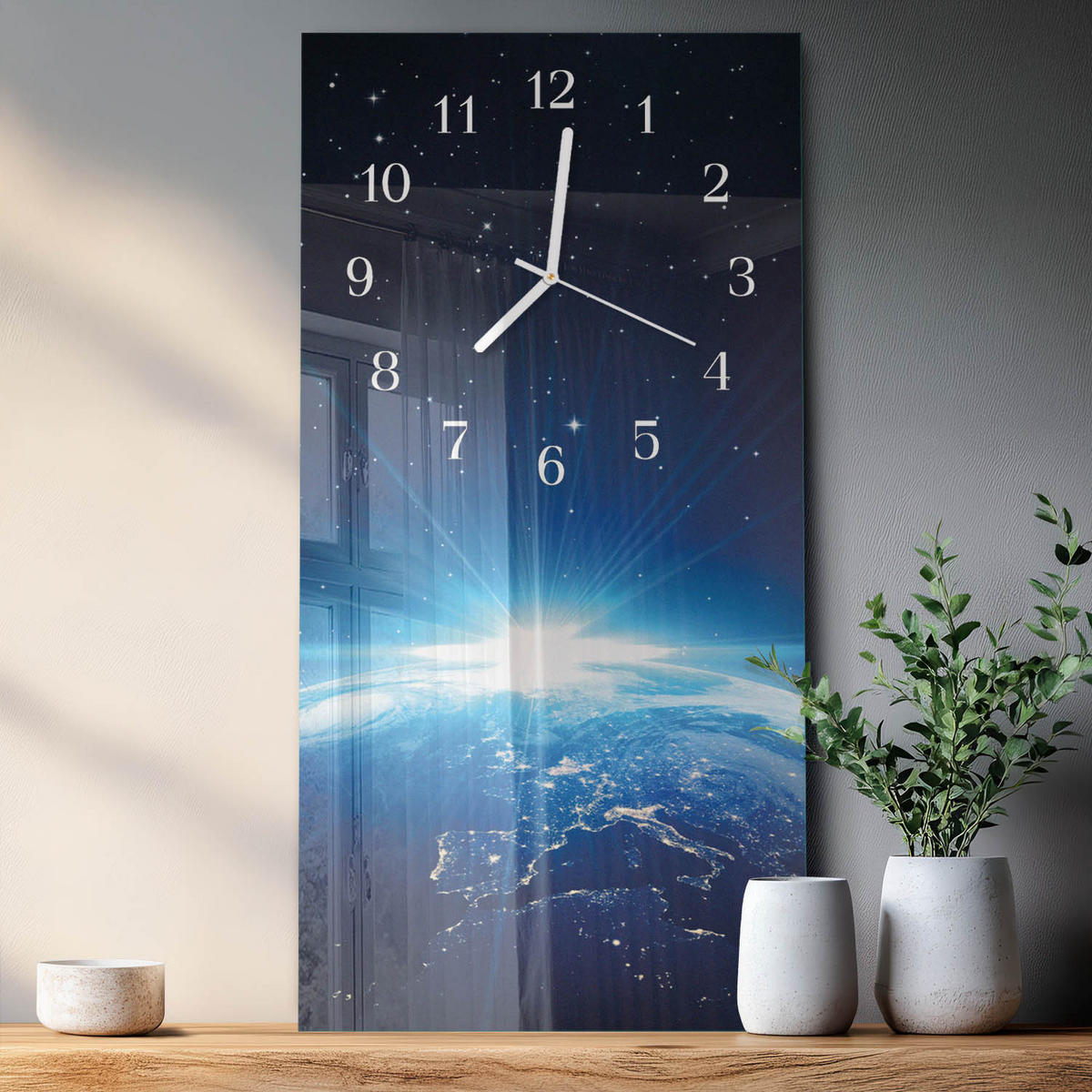 WANDUHR 30x60 cm - Horizont - Blau, Glas (30/60/0.4cm) - TULUP