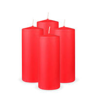 STUMPENKERZEN 4er Pack "Rot", Größe Ø7cm x Höhe: 16 cm - Rot, Naturmaterialien (7/16cm) - Bestlivings