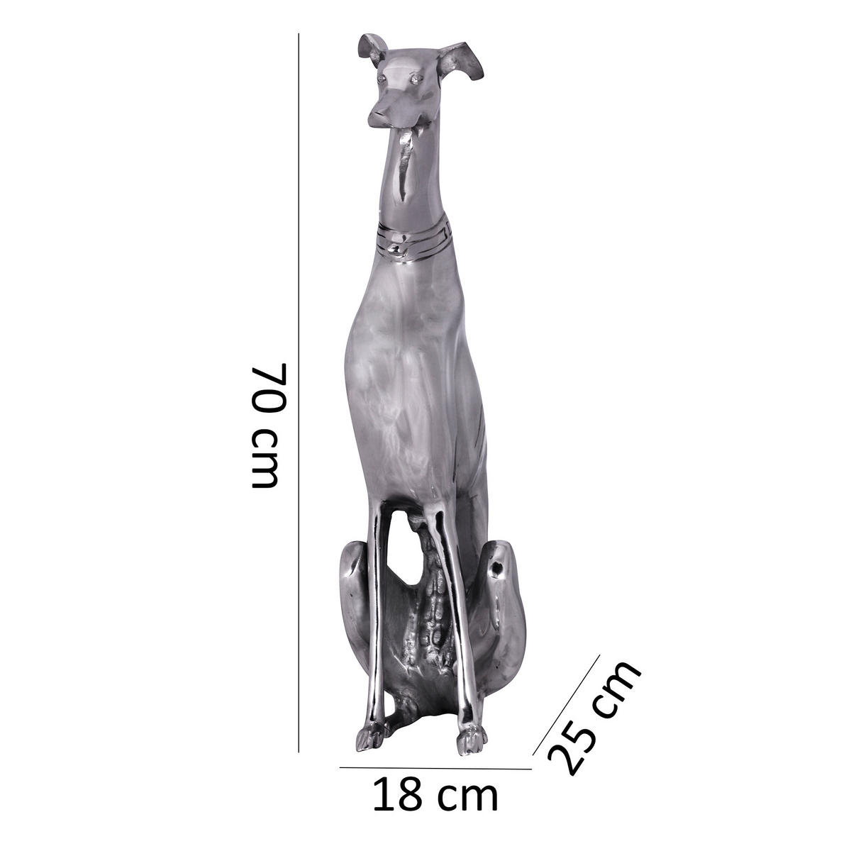 DEKOFIGUR Windhund Aluminium 18x70 cm handgefertigt - Silberfarben, Metall (18/70/25cm) - KADIMA DESIGN
