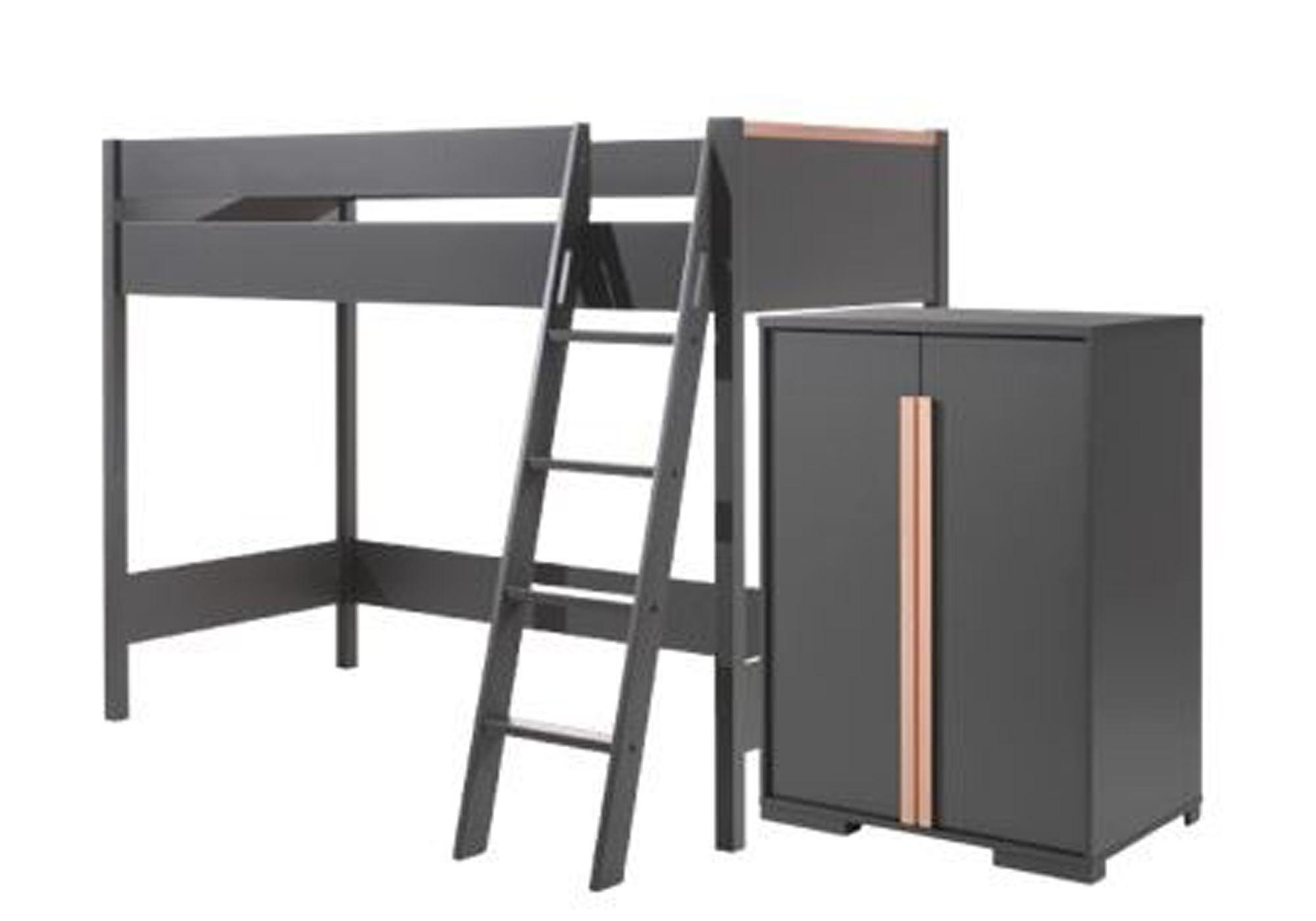 KINDERZIMMER Set Kariotta 1 Holzwerkstoff + Massivholz Anthrazit/Buche - Anthrazit, Holz (210/160/110cm) - 58aufmkessel
