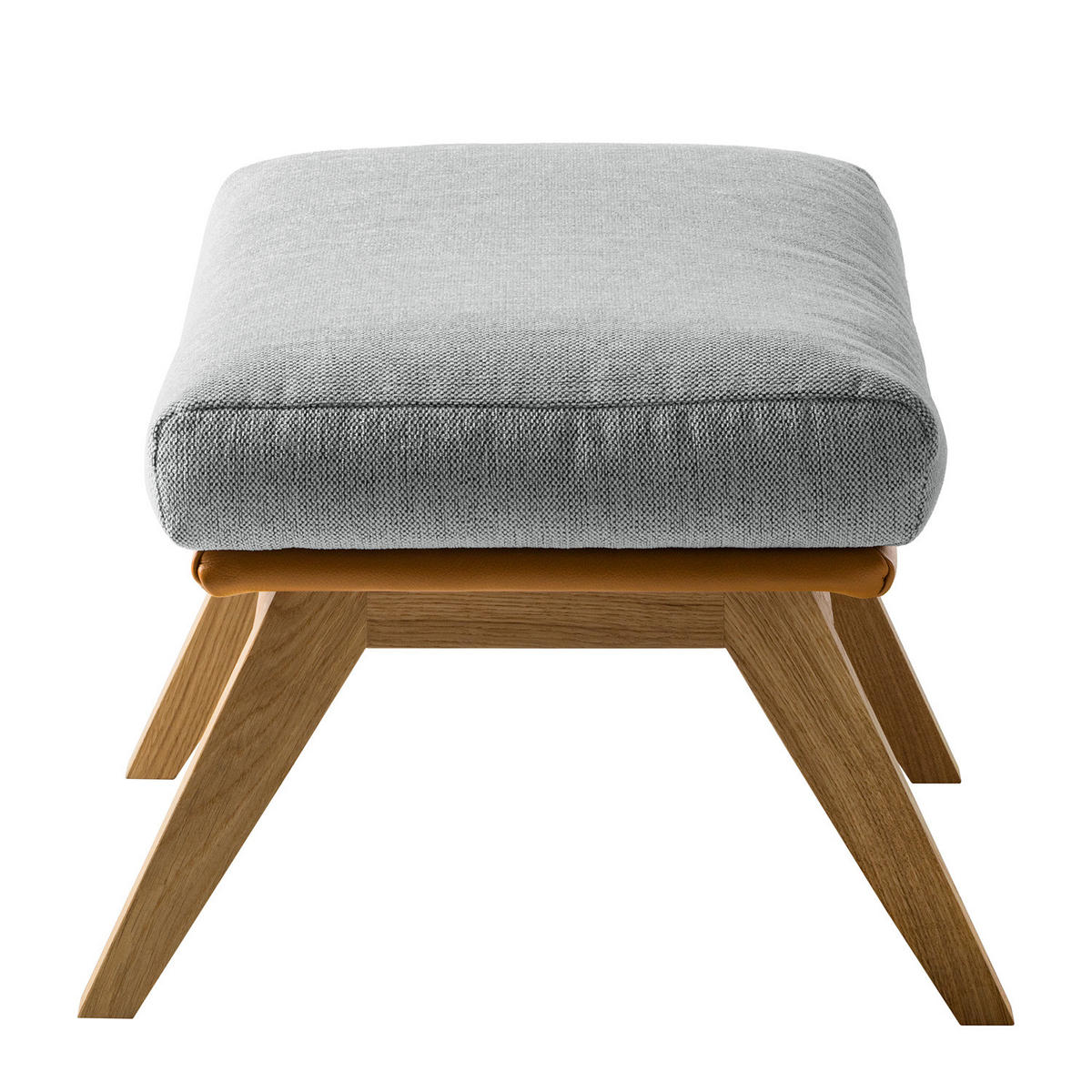 HOCKER mit Holzfüßen - Eichefarben/Cognac, Eichenholz/Textil (54/41/41cm) - home24