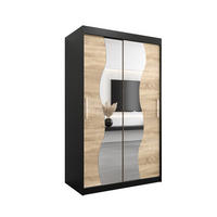 SCHWEBETÜRENSCHRANK 200/120/62 2-türig - Silberfarben/Schwarz, Holz/Kunststoff (120/200/62cm) - MÖBEL KRYSPOL