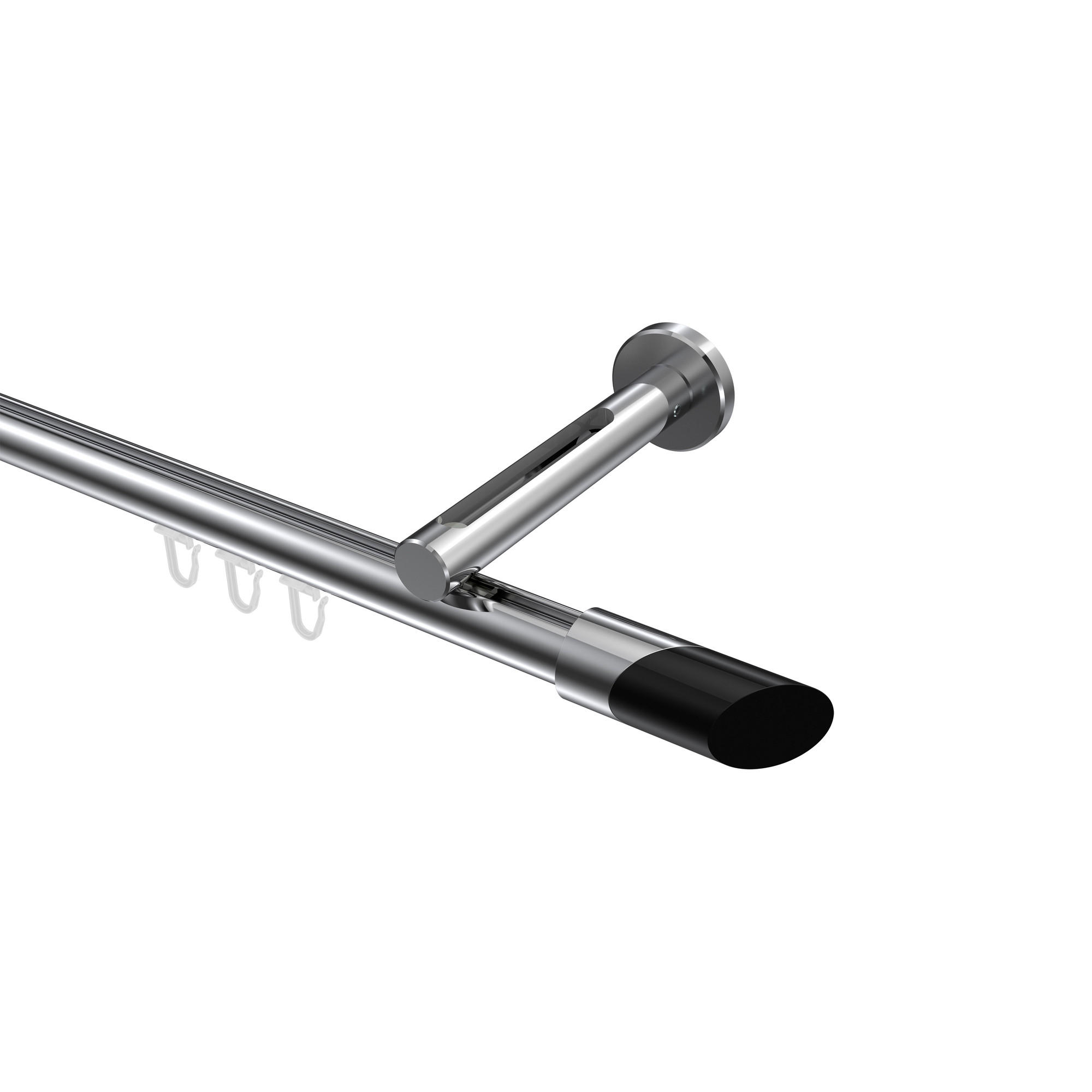INNENLAUF-GARDINENSTANGEN-SET Siteno Verano 180 cm, 1-läufig, 20 mm Ø Chrom - Chromfarben/Schwarz, Metall (180cm) - INTERDECO