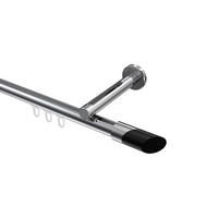 INNENLAUF-GARDINENSTANGEN-SET Siteno Verano 420 cm (geteilt in 3 x 140 cm), 1-läufig, 20 mm Ø Chrom - Chromfarben/Schwarz, Metall (420cm) - INTERDECO