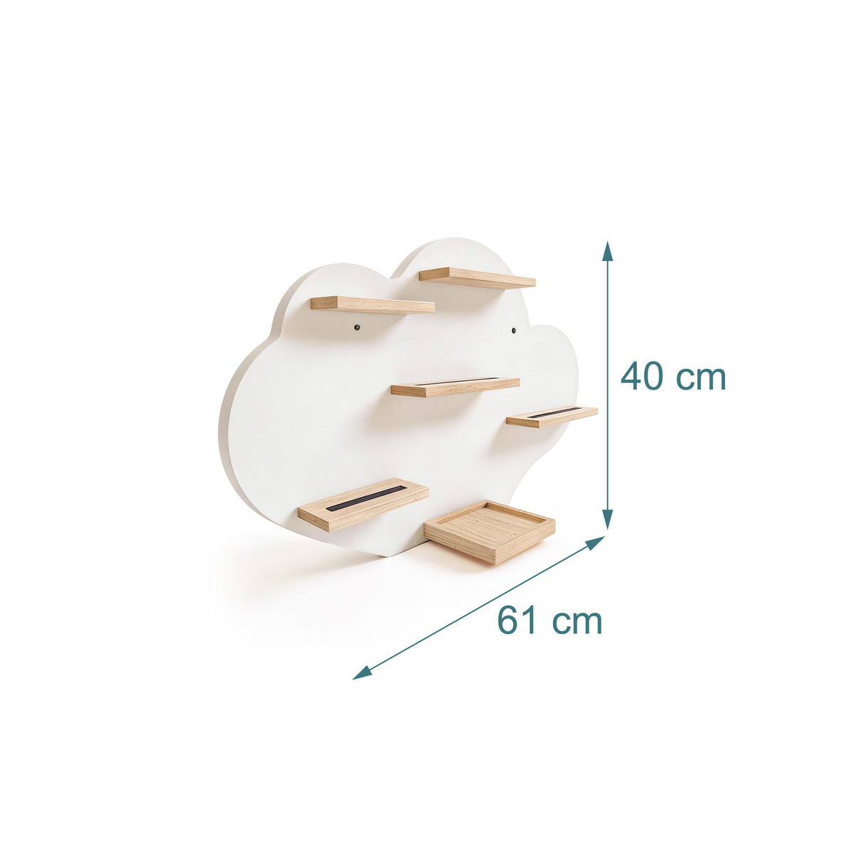 WANDREGAL Weiß Wolkenform Magnetstreifen MDF 40x61 cm - Weiß, Holz/Holzwerkstoff (61/40/17cm) - Relaxdays