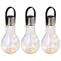 LED AUSSENLEUCHTE Silber Glas 3er Set - Silberfarben, Glas (9/9/17.5cm) - Globo Lighting