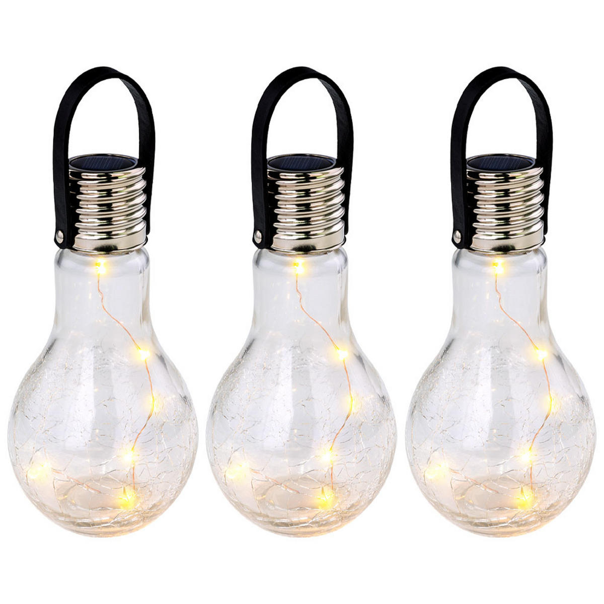 LED AUSSENLEUCHTE Silber Glas 3er Set - Silberfarben, Glas (9/9/17.5cm) - Globo Lighting