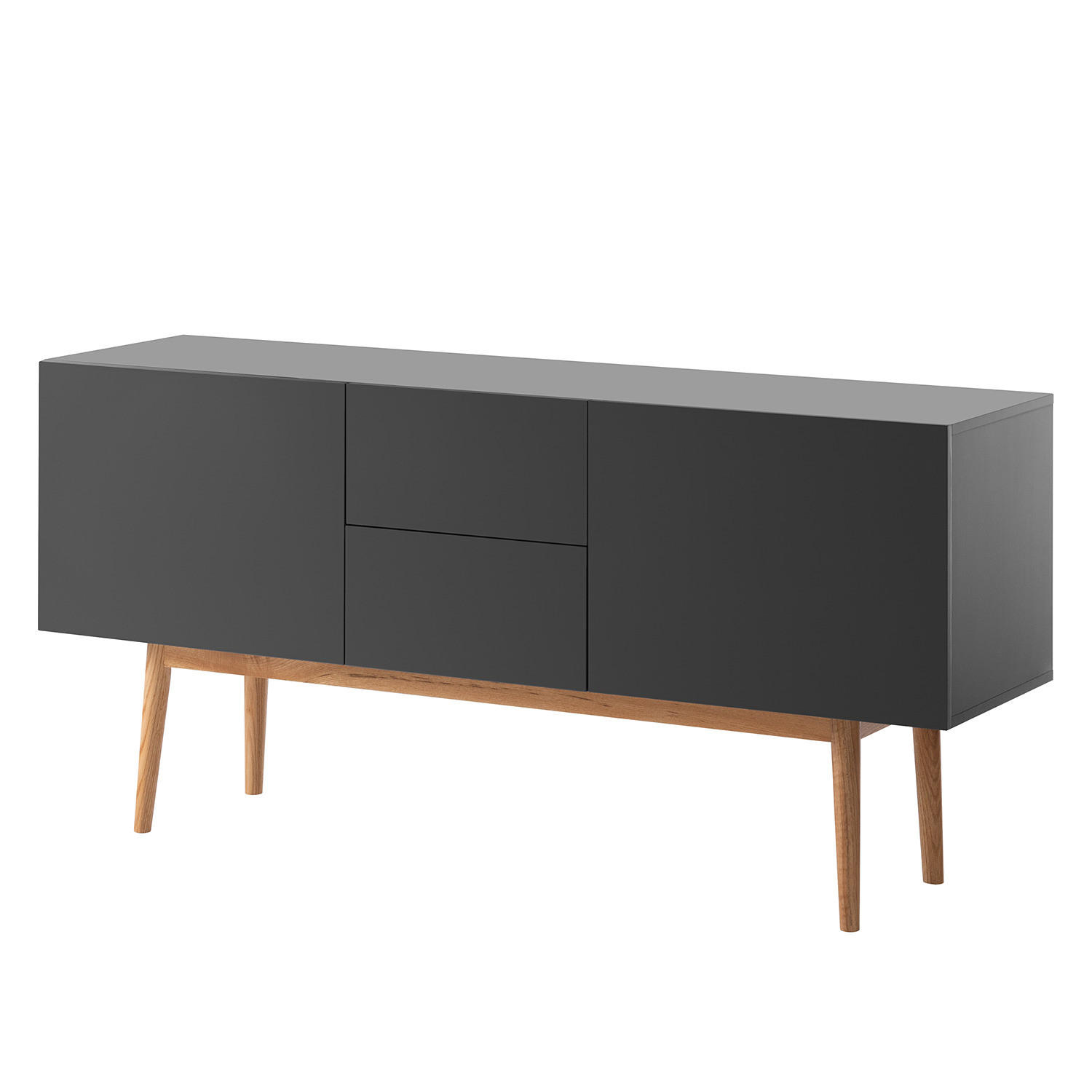 SIDEBOARD - Breite 150 cm - Eichefarben/Grau, Holzwerkstoff (150/72/40cm) - home24