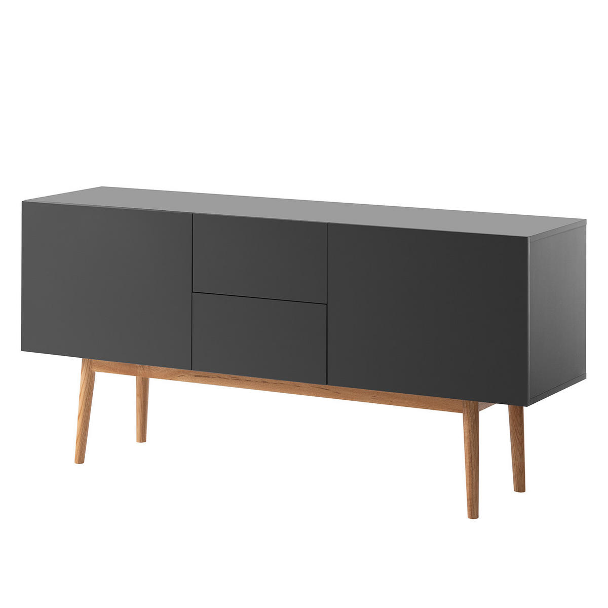 SIDEBOARD - Breite 150 cm - Eichefarben/Grau, Holzwerkstoff (150/72/40cm) - home24
