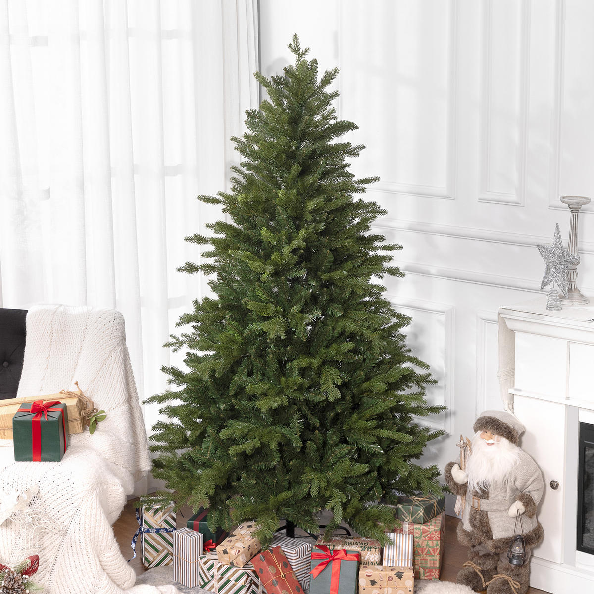 WEIHNACHTSBAUM DE-41593 1821 Spitzen, faltbarer Metallständer, 180 cm - Grün, Kunststoff (180cm) - ComfortXL