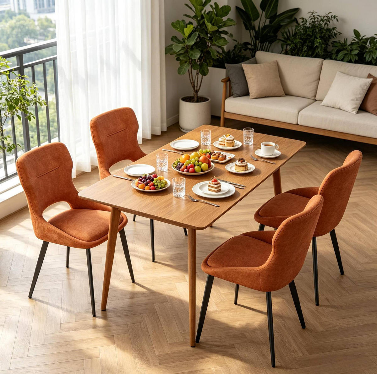 ESSSTUHL 4er-Set Chenille Orange - Orange, Metall (40/86/43cm) - Meubliv