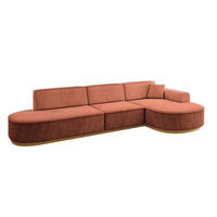ECKSOFA Ottomane Rechts MARI-L2-v2 - 328x171x83 cm Koralle Velours - Koralle, Holzwerkstoff/Textil (171/328cm) - ALTDECOR