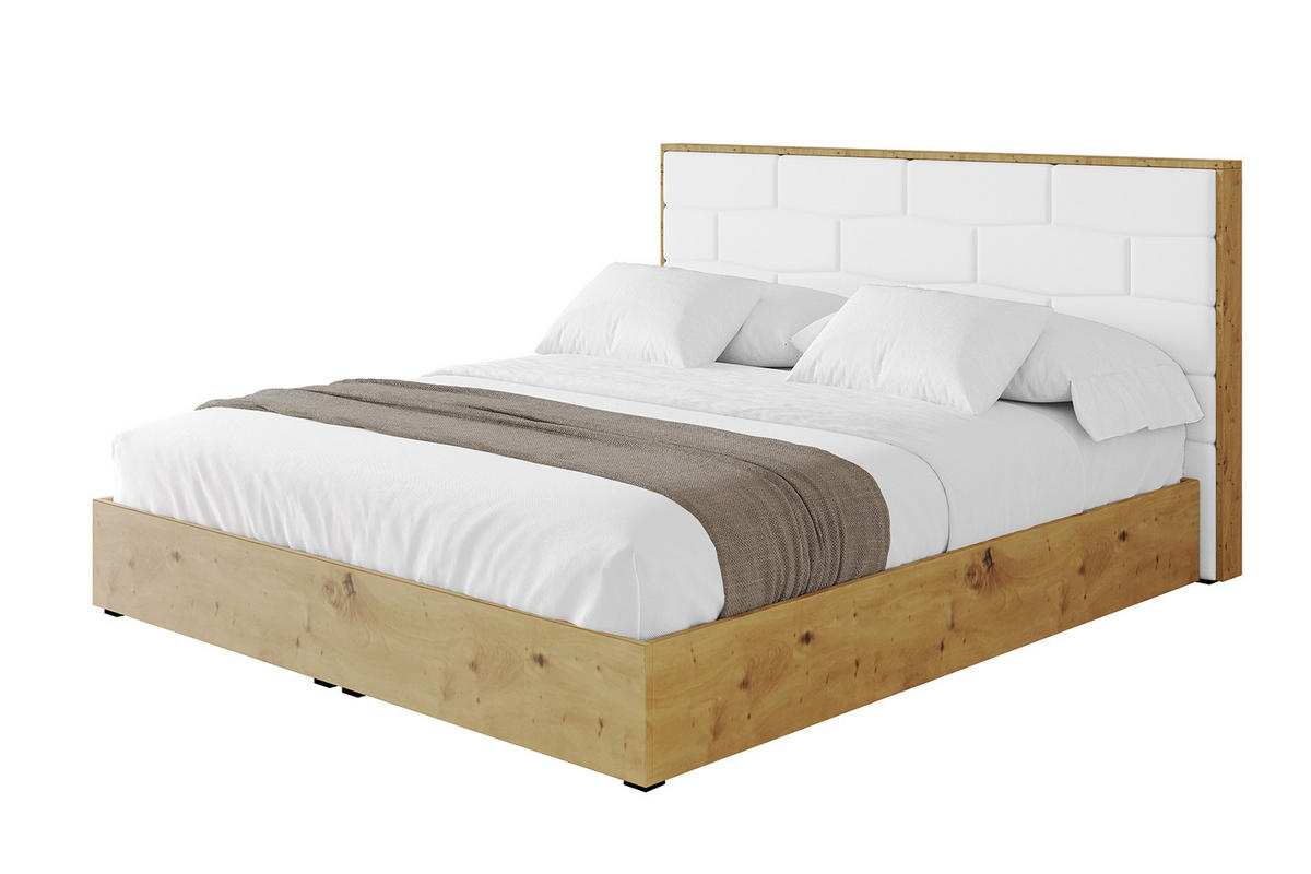 POLSTERBETT mit Bettkasten und Lattenrost, Boxbett ohne Matratze - ENZO8 200x200 Weiß Kunstleder - Weiß Hochglanz, Holzwerkstoff/Textil (200/200cm) - ALTDECOR