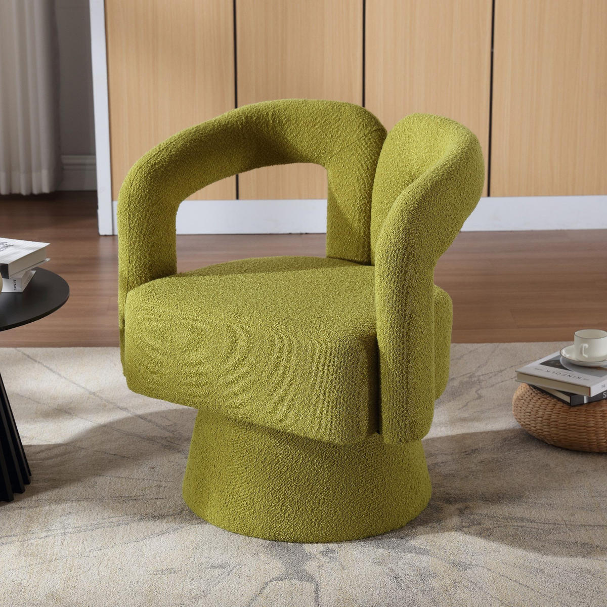 DREHSTUHL 360°Drehsessel Loungesessel mit Polsterung,Boucle,Hellgrün - Hellgrün, Textil (67/74/55cm) - LVHOM