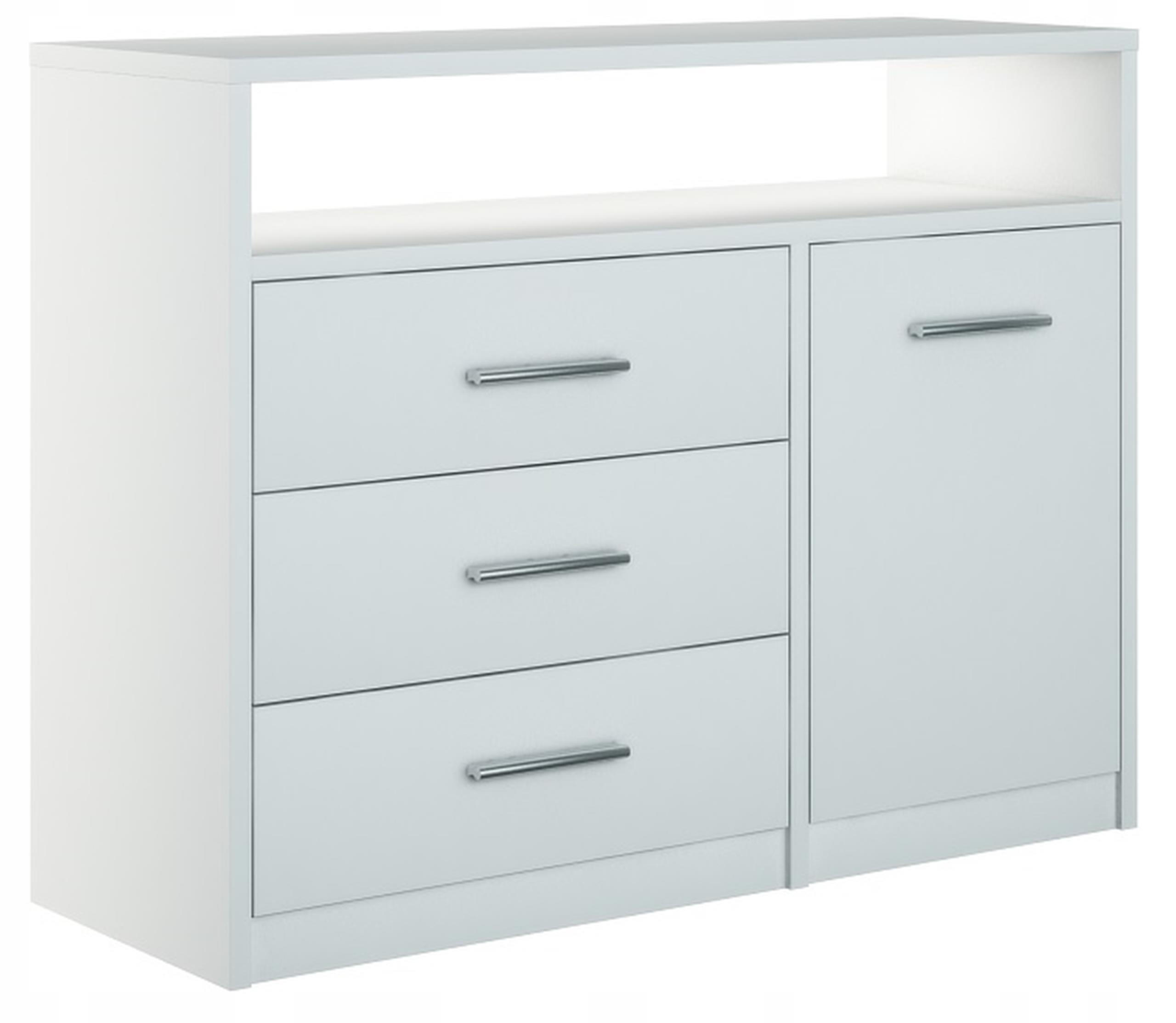KOMMODE Bodo 1D3SO Weiß 98/35/75 cm - Weiß, Holzwerkstoff (98/75/35cm) - Matkam Möbel