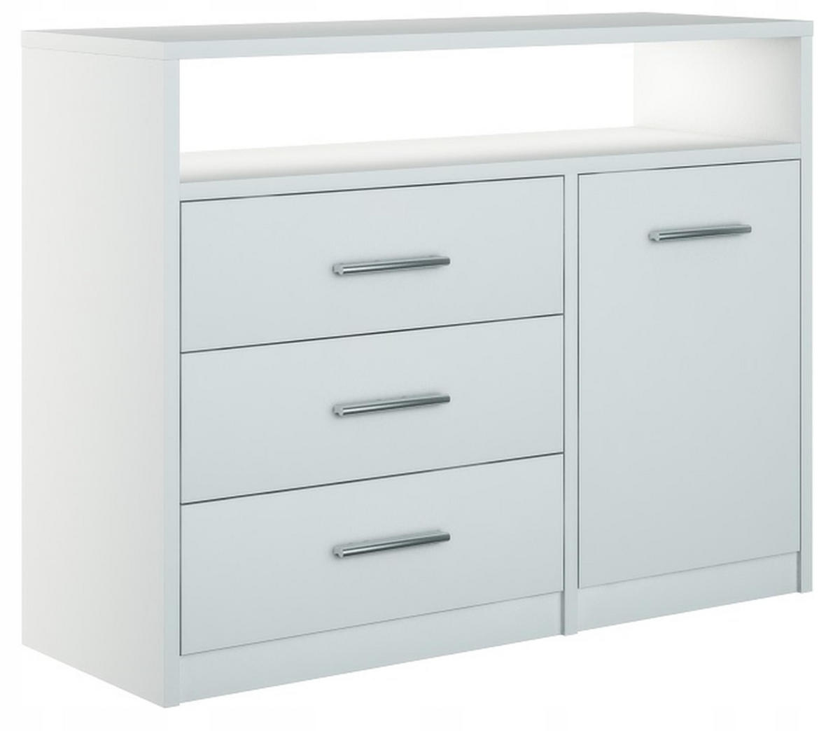 KOMMODE Bodo 1D3SO Weiß 98/35/75 cm - Weiß, Holzwerkstoff (98/75/35cm) - Matkam Möbel