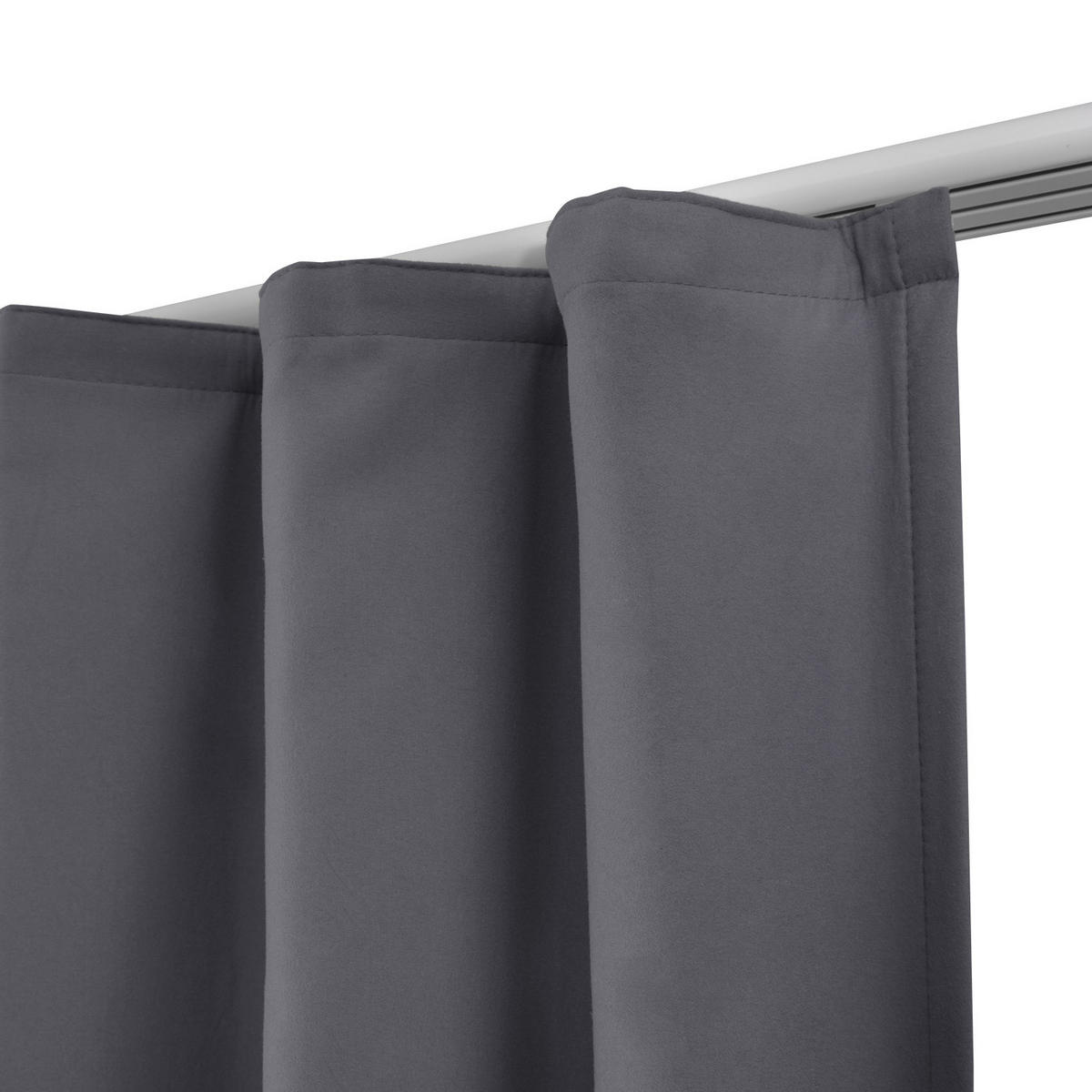 VORHANG Amelie TK mit Kräuselband 140x245cm Anthrazit (2tlg) - Anthrazit, Textil (140/245/1cm) - Beautissu 