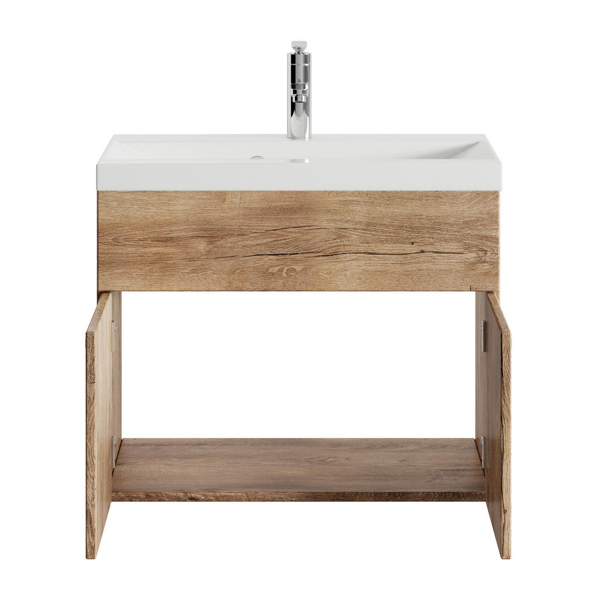 BADMÖBEL-SET Montreal 2 Teile Braun Eiche - 60 x 35 x 51 cm - Eichefarben/Braun, Holz (60/51/35cm) - Badplaats