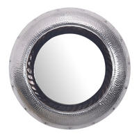 WANDSPIEGEL Rund Metall Silber 74 cm Hammerschlag-Optik - Silberfarben, Glas (74/74/9cm) - KADIMA DESIGN