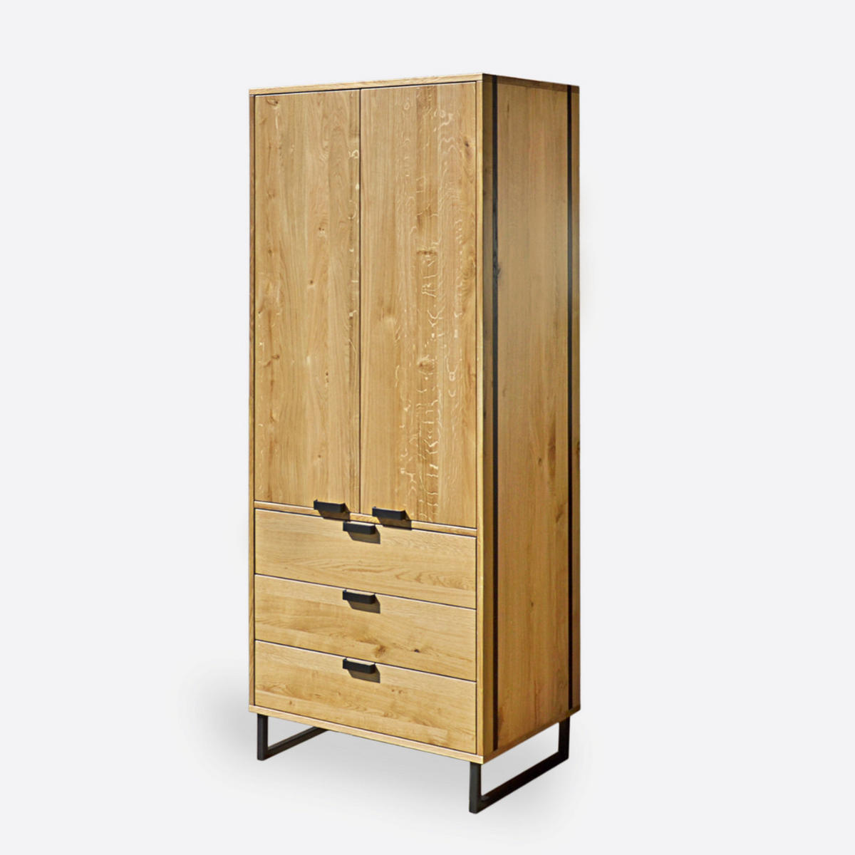 ZWEIFLÜGELSCHRANK mit Schubladen für das Schlafzimmer HUGON - Eichefarben, Holz (80/200/55cm) - Rawood Furniture