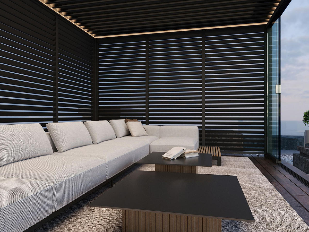 SEITENWAND Lamellenwand für Pergola 93cm anthrazit drehbare Lamellen - Anthrazit, Metall (93/235/6cm) - WEIDE