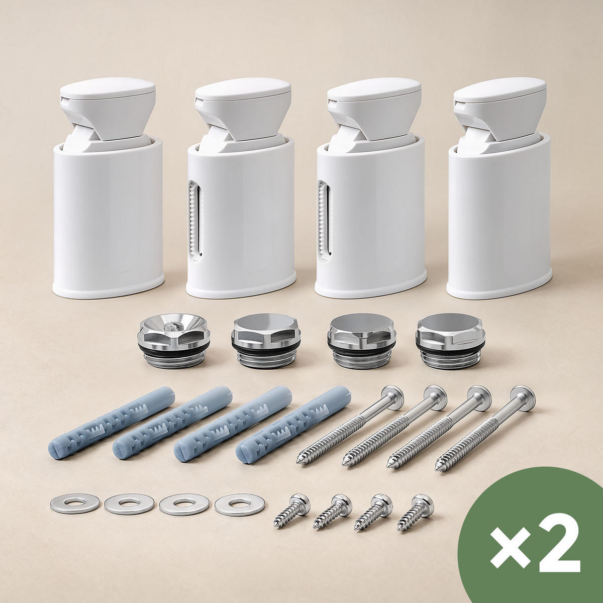 HEIZKÖRPERHALTERUNG FÜR RUNDE ROHRE Ø 22–25 MM, Weiß, 2ER-SET - Weiß, Kunststoff (4.5/7.8/2.5cm) - S'AFIELINA