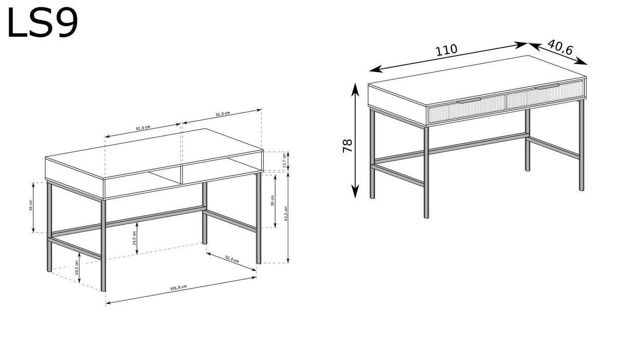 KONSOLENTISCH LINKA STYLES LS-09 - Dunkelblau, Holzwerkstoff (110/41/78cm) - Meblini