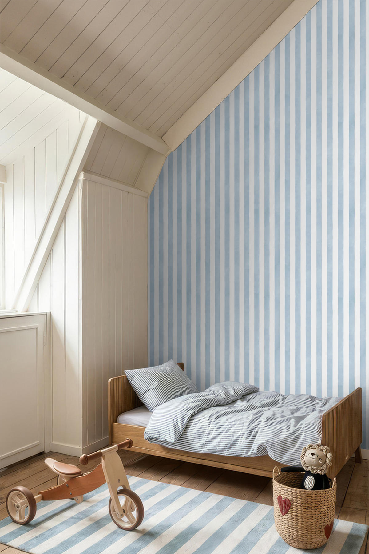 TAPETE Streifenmuster 53 cm x 10.05 m - Blau, Papier (53/0.1cm) - ESTAhome