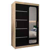 SCHWEBETÜRENSCHRANK 200/120/62 2-türig - Silberfarben/Schwarz, Holz/Kunststoff (120/200/62cm) - Abiks Möbel