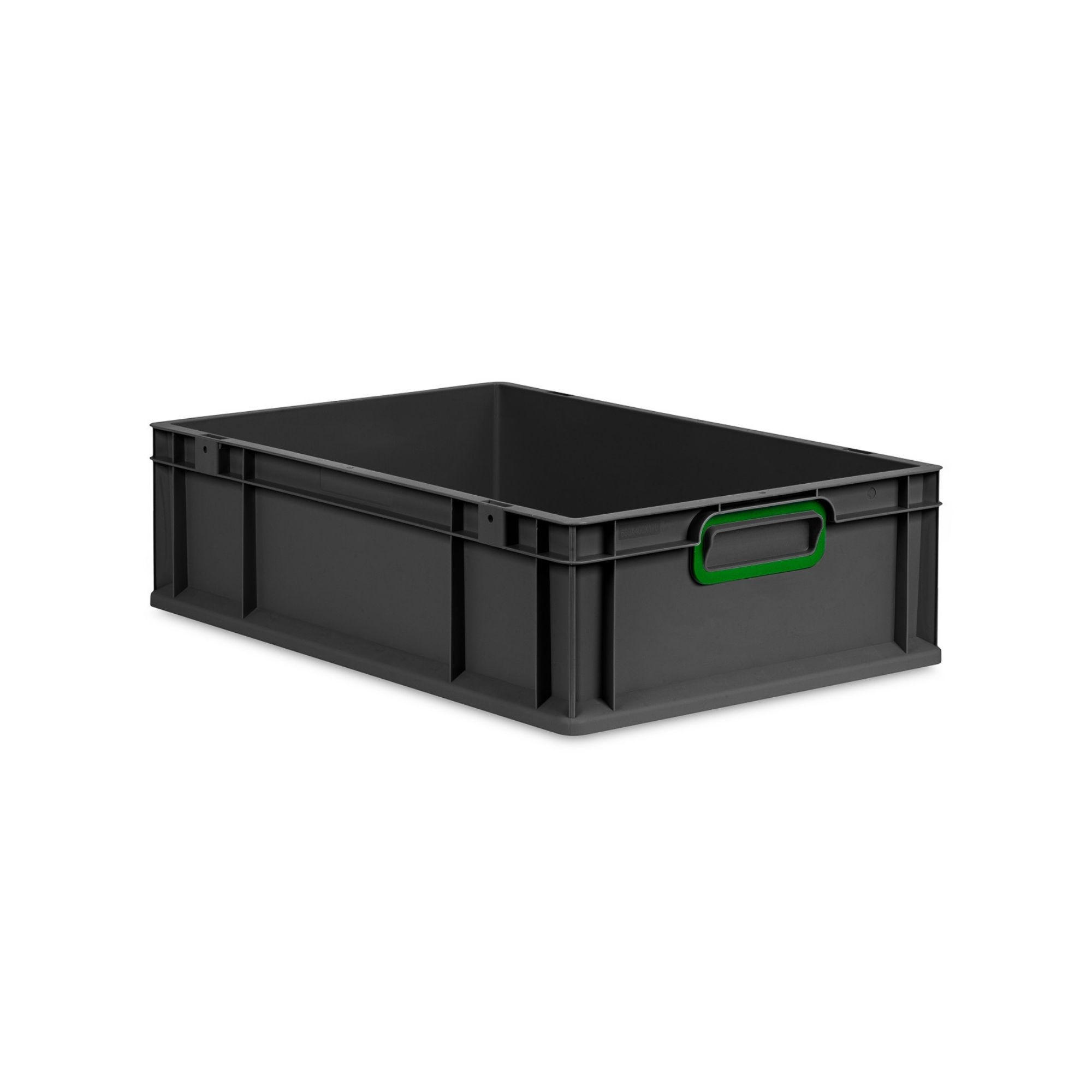 EUROBOX NextGen Color 17x40x60 cm 34 Liter Griffe grün zu, Schwarz - Schwarz/Grün, Kunststoff (40/17/60cm) - PROREGAL