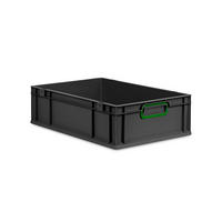 EUROBOX NextGen Color 17x40x60 cm 34 Liter Griffe grün zu, Schwarz - Schwarz/Grün, Kunststoff (40/17/60cm) - PROREGAL