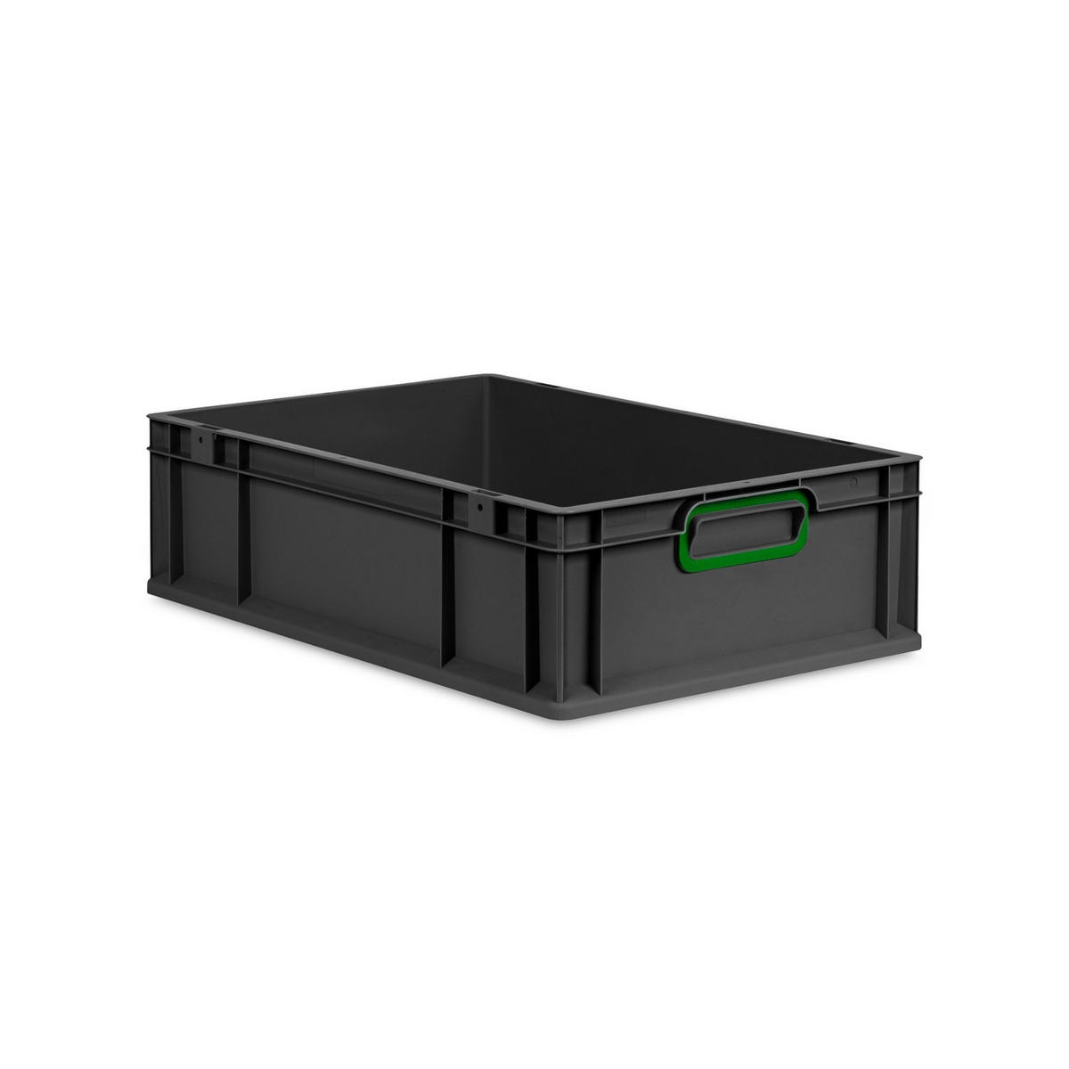 EUROBOX NextGen Color 17x40x60 cm 34 Liter Griffe grün zu, Schwarz - Schwarz/Grün, Kunststoff (40/17/60cm) - PROREGAL