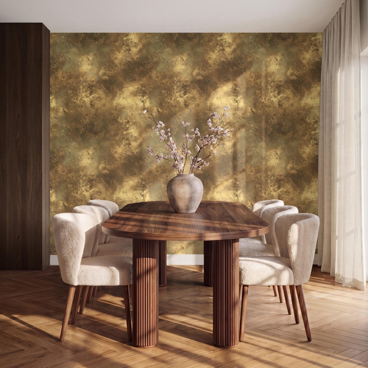 TAPETE - Antik - Metallic-Look - Gold - 240x200 cm - Messingfarben, Papier (240/200cm) - OnlyWow