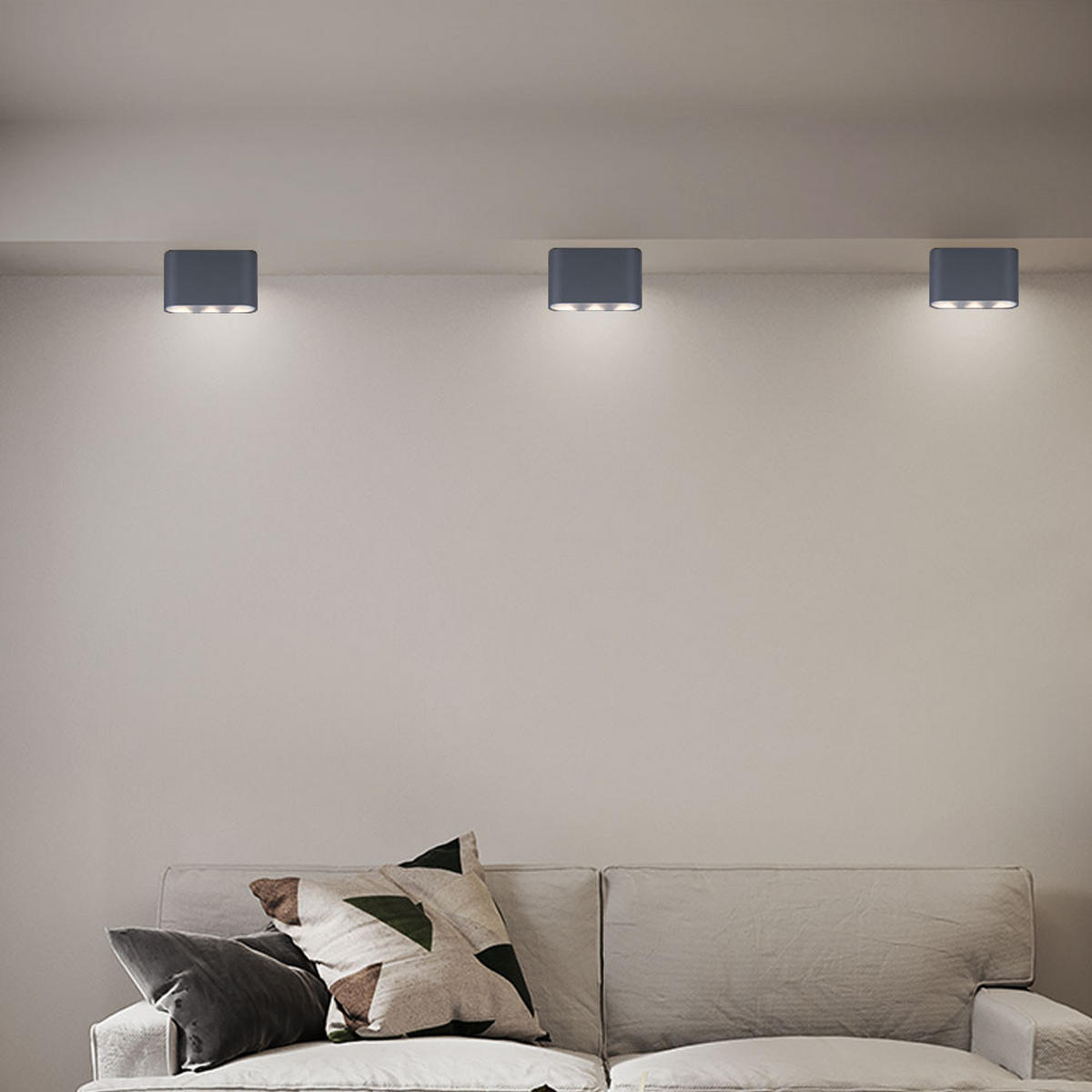 LED DECKENLEUCHTE Aluminium Grau 2er Set - Grau, Metall (10.5/3.8/6.4cm) - Globo Lighting