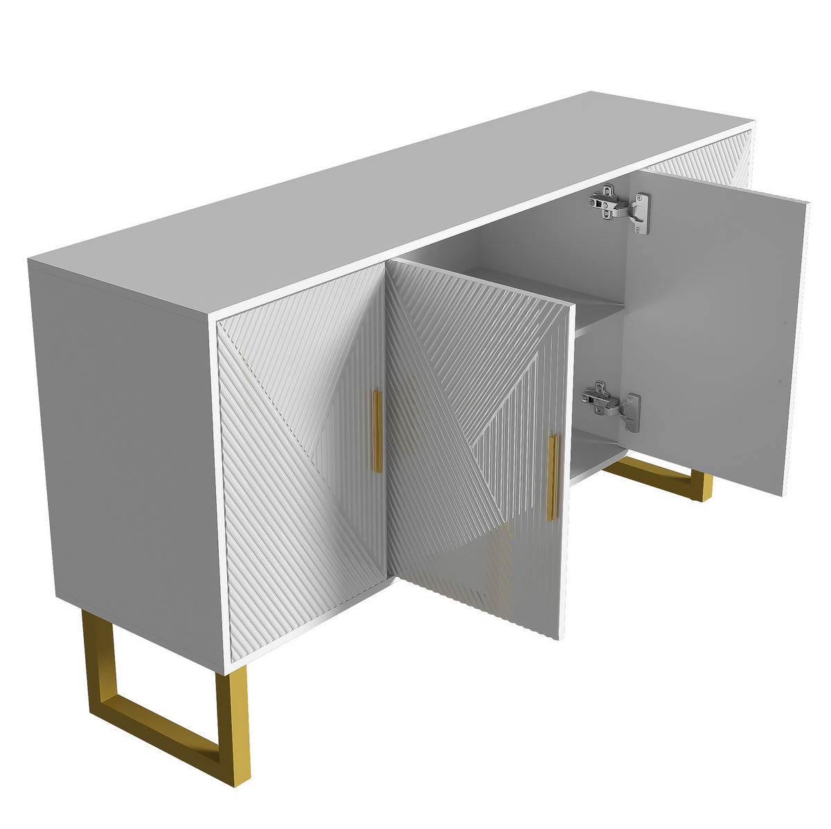SIDEBOARD aus MDF und Spanplatte 150x40x82 cm Weiß mit 4 Türen und verstellbaren Einlegeböden - Weiß, Holzwerkstoff (150/82/40cm) - IVMEU