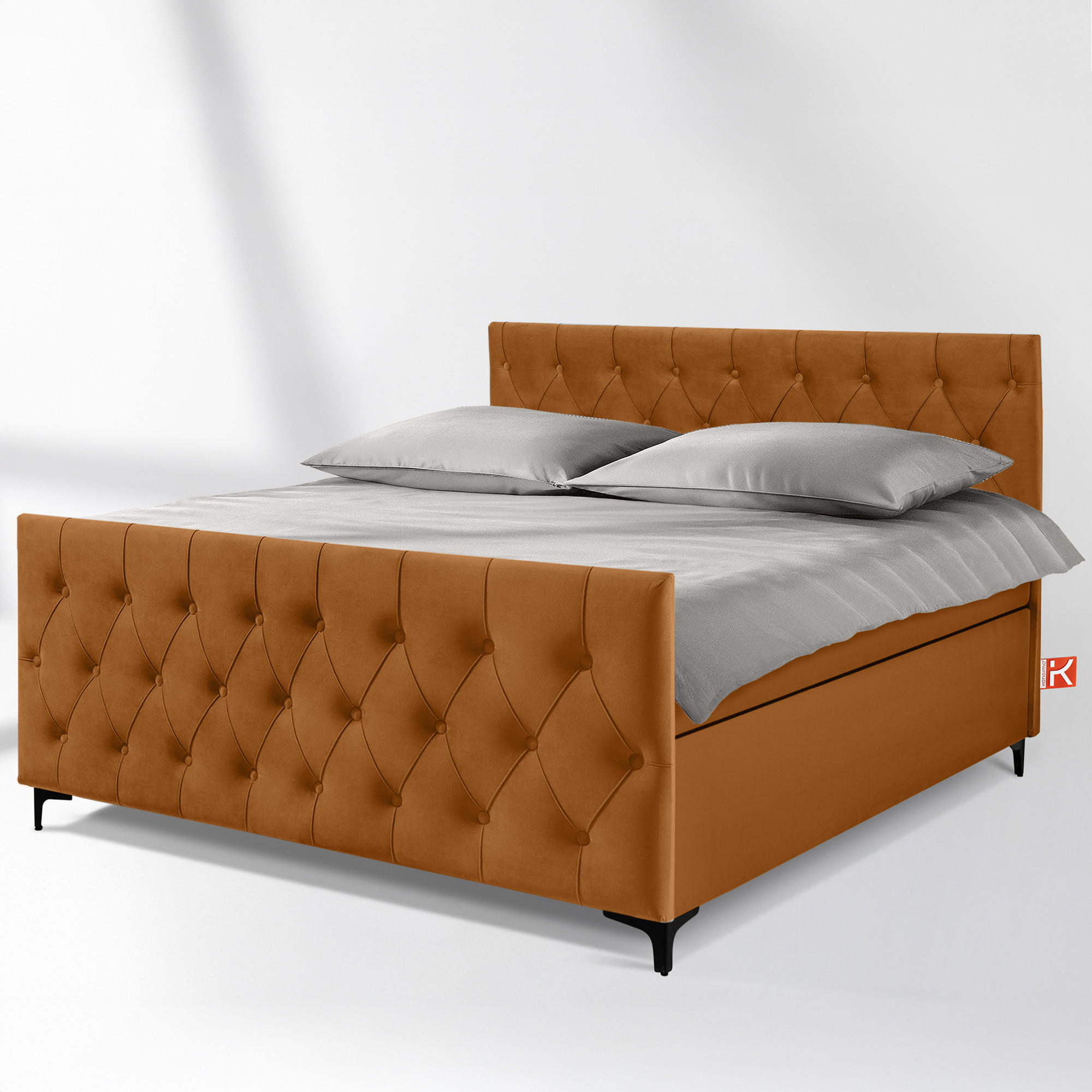 POLSTERBETT ARDEA, Rot - Rotbraun/Schwarz, Holz/Holzwerkstoff (160/200cm) - KONSIMO®