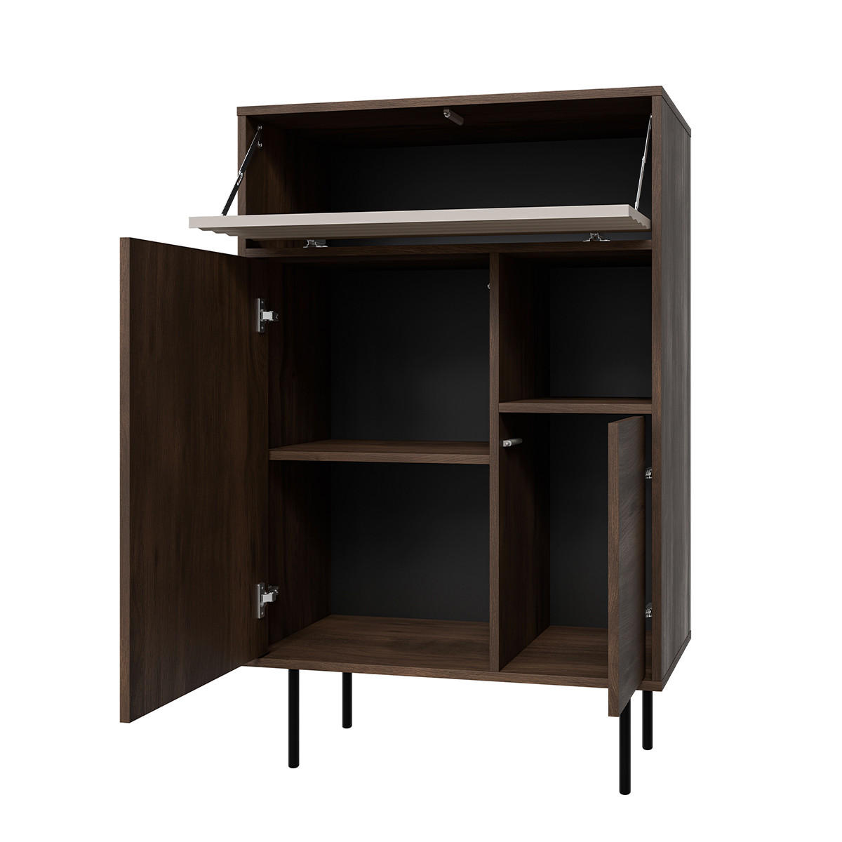 SIDEBOARD Astra Dunkles Holz und Kaschmir - Beige, Holzwerkstoff (76.6/120/40cm) - Petits-meubles