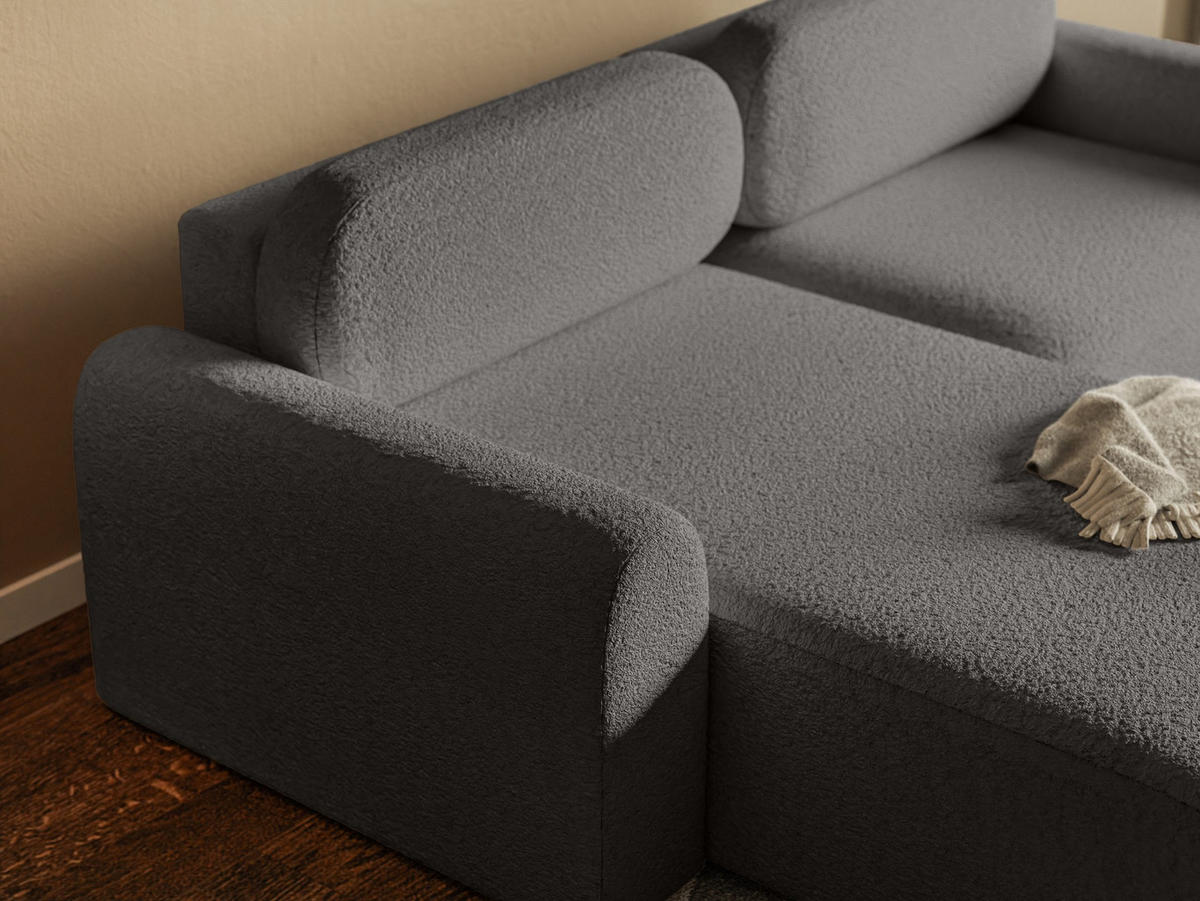 ECKSOFA Lome Mini mit Schlaffunktion, Graphit - Graphitfarben, Textil (244/165cm) - Fedve