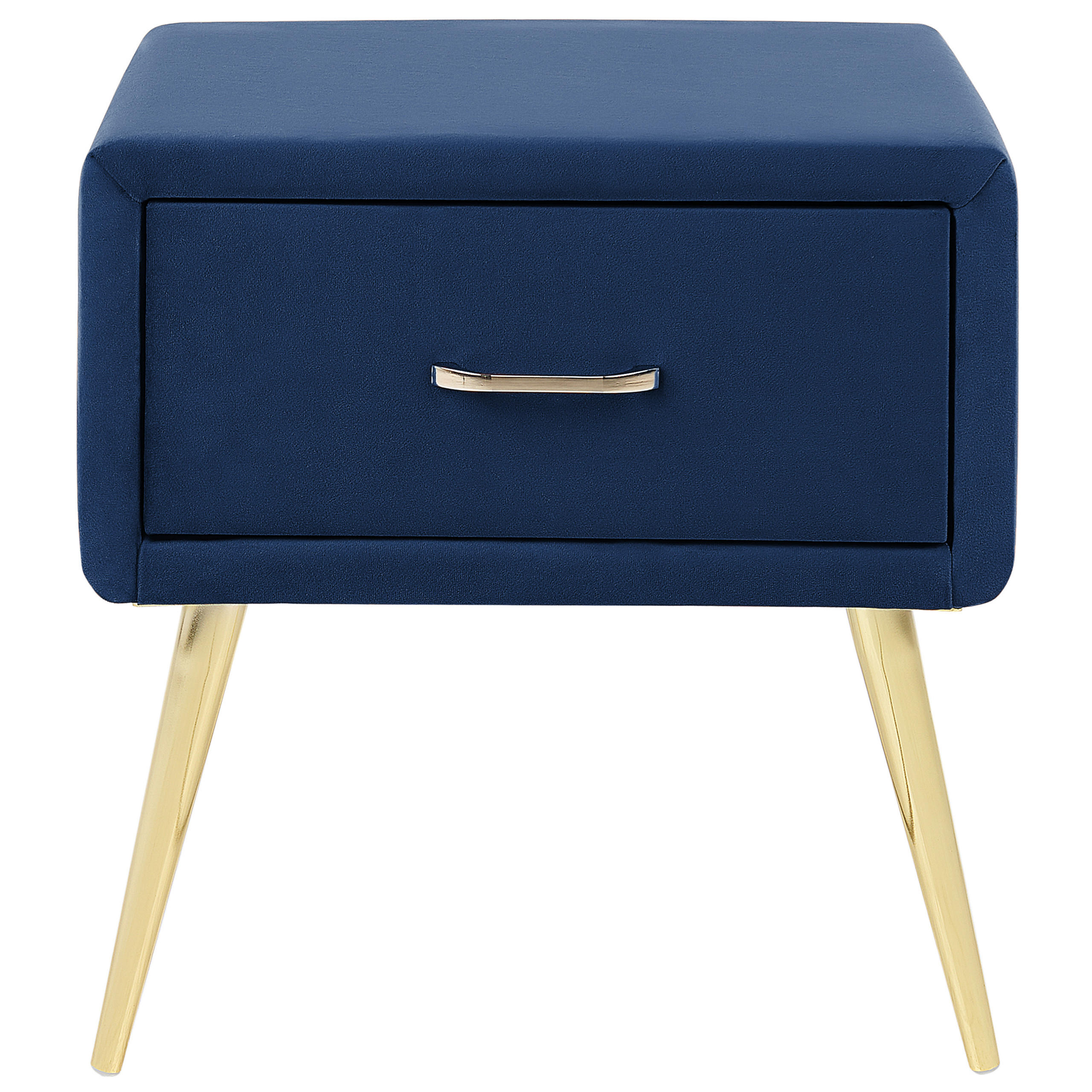 NACHTTISCH Samtstoff marineblau/gold 1 Schublade 38/46/49 cm Flayat - Blau/Goldfarben, Textil (46/49/38cm) - Beliani