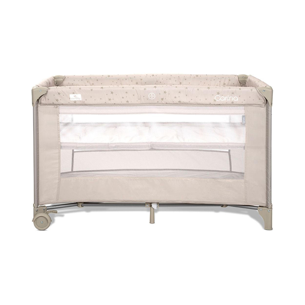 REISEBETT Carina 2 Ebenen beige Matratze Tragetasche faltbar Räder mit Bremse - Beige, Kunststoff (67/125cm) - Lorelli