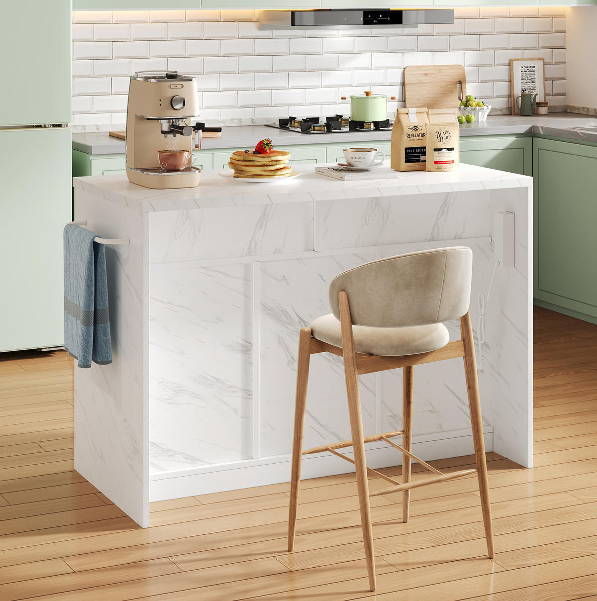 KÜCHENINSEL mit Bartheke 120 x 60 x 91 cm Weiß - Weiß, Holz (60/91/120cm) - Beauniv